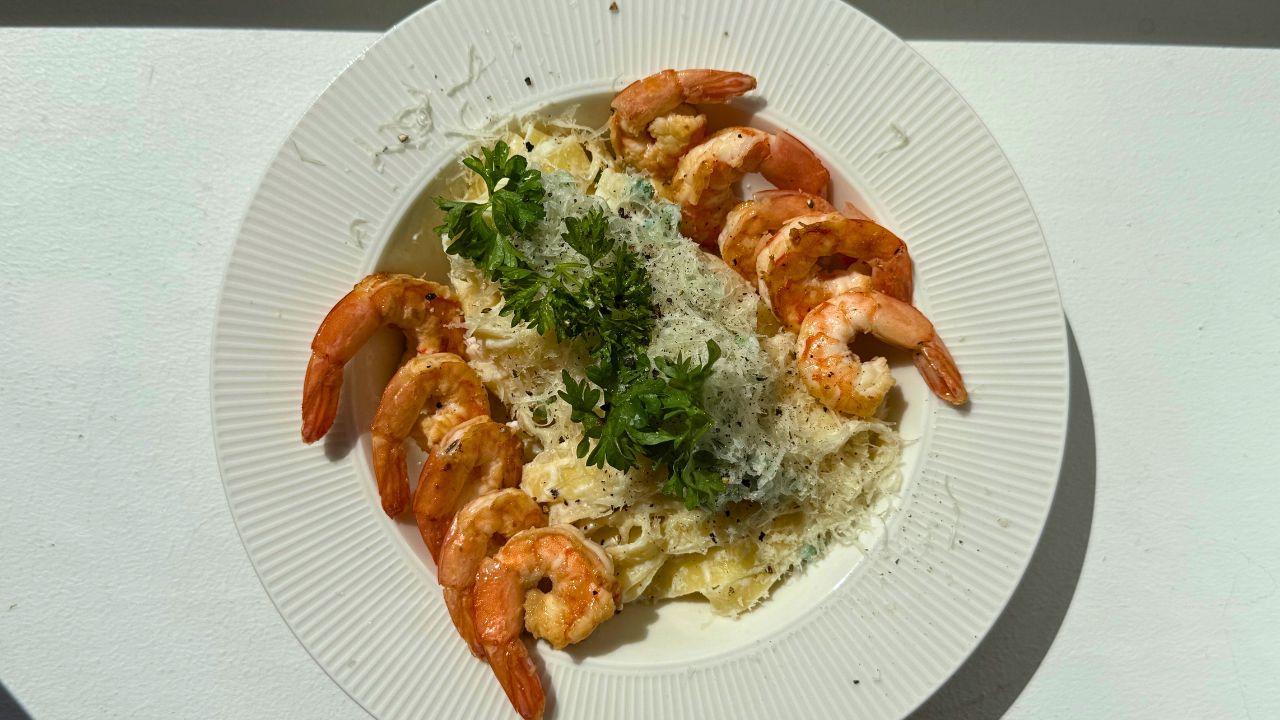 Cremige Pasta mit Garnelen