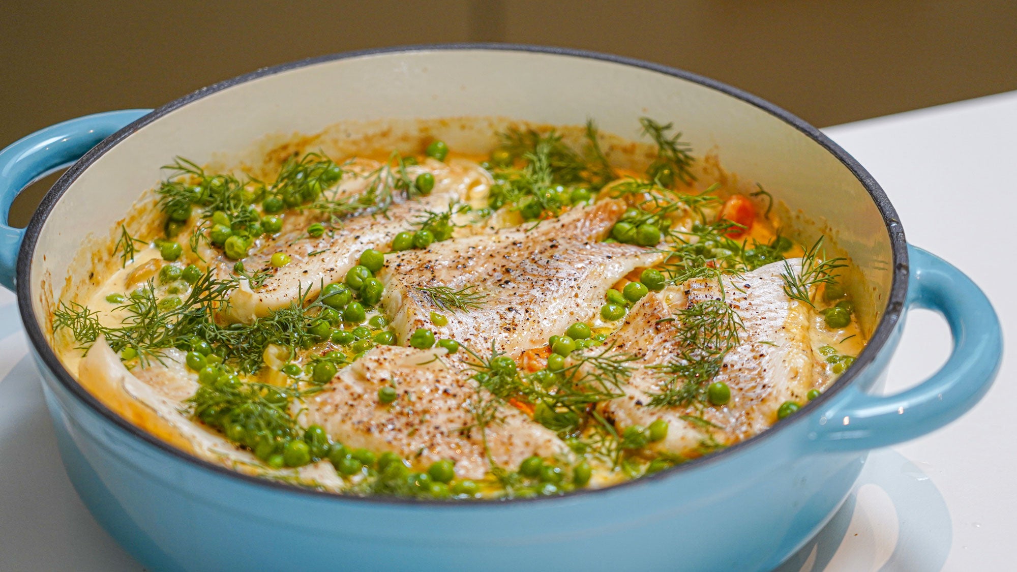 Kabeljau aus dem Ofen mit Kartoffeln, Fenchel, Karotten & Dill