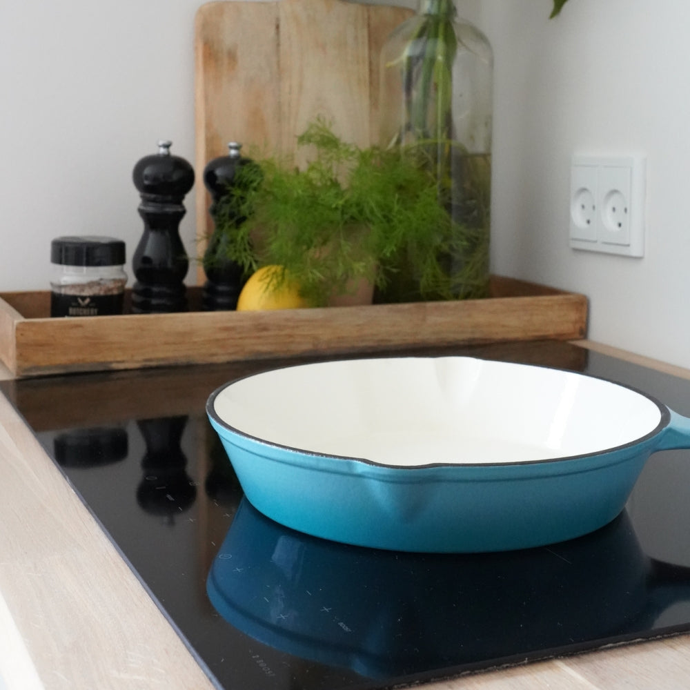 Emaillierte Gusseisen-Bratpfanne Artic Blue von Qookware