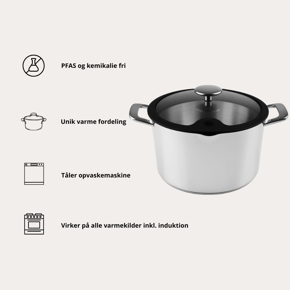 Edelstahltopf mit Deckel, 6,5 Liter, ChefGrade von Qookware