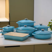Großes Set aus emailliertem Gusseisen von Qookware