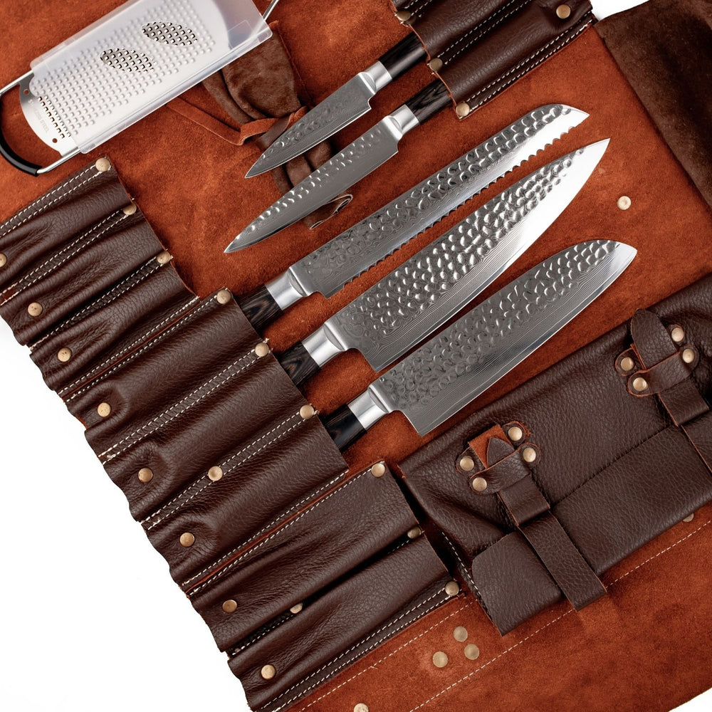 Messertasche aus echtem braunem Leder von Qookware