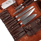 Messertasche aus echtem braunem Leder von Qookware