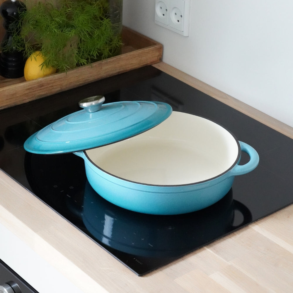 Sauteuse aus emailliertem Gusseisen, 3,5 Liter, mit Deckel von Qookware