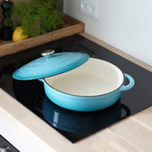 Sauteuse aus emailliertem Gusseisen, 3,5 Liter, mit Deckel von Qookware