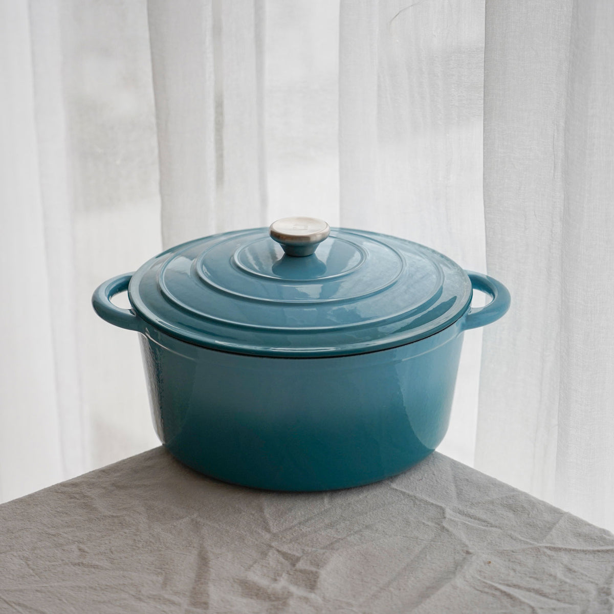 Emaillierter Gusseisentopf mit Deckel, 6,3 l, von Qookware