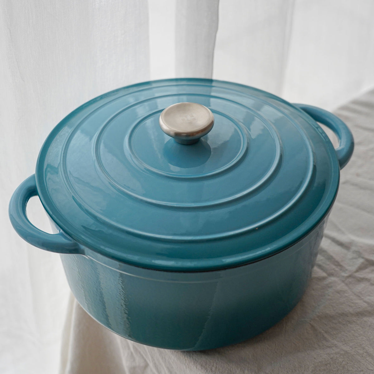 Emaillierter Gusseisentopf mit Deckel, 6,3 Liter, von Qookware